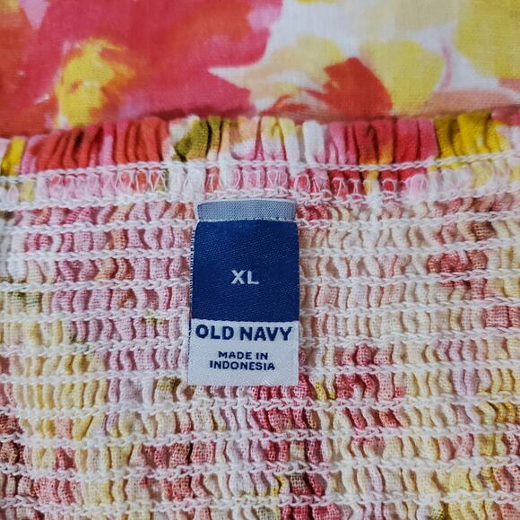 Old Navy Fit & Flare Linen Blend Smocked Tie-Shoulder Mini Cami Dress Size XL - Picture 9 of 15